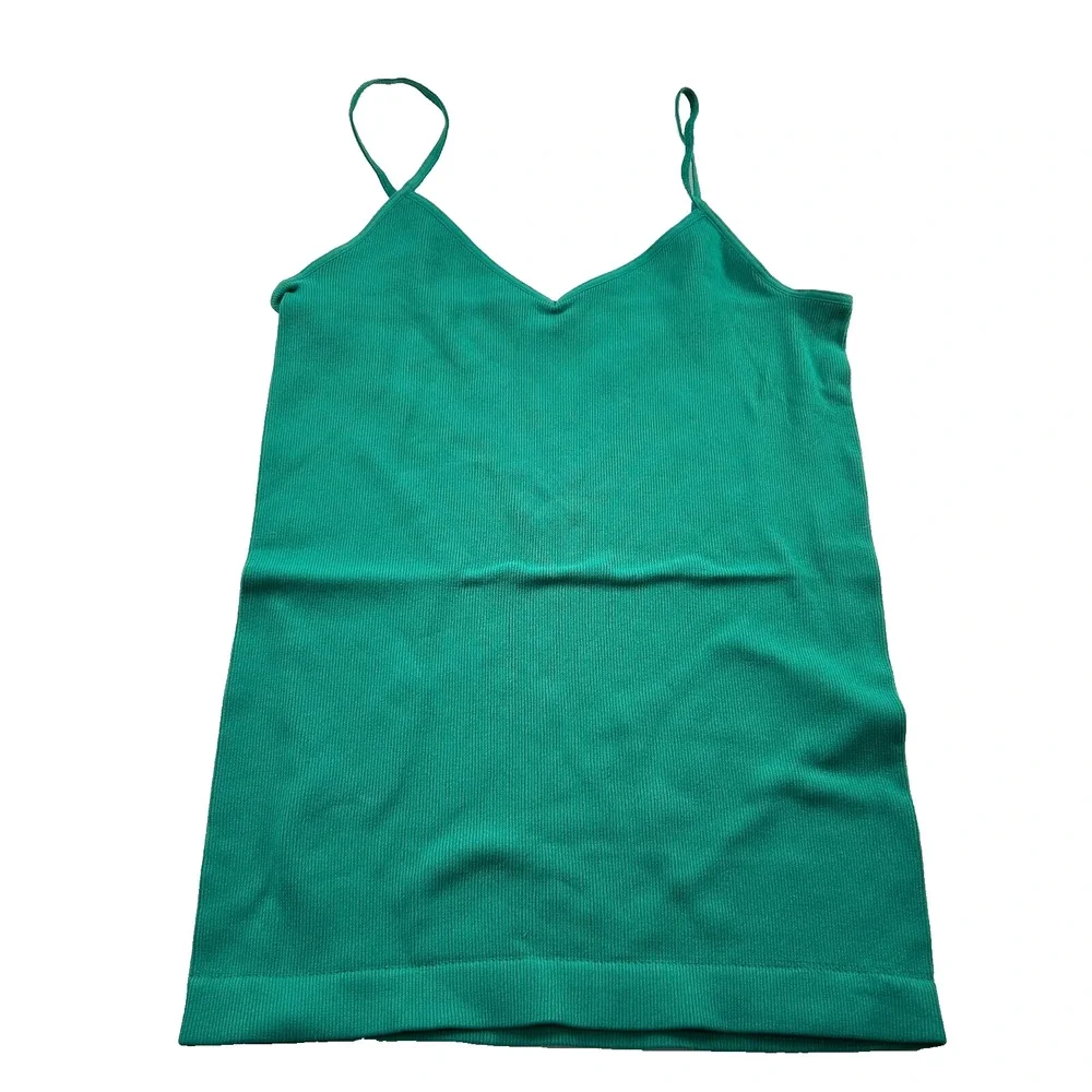 Free People Intimately Cami Tank Top Sleeveless V-Neck Ribbed Knit Green‎ M/L